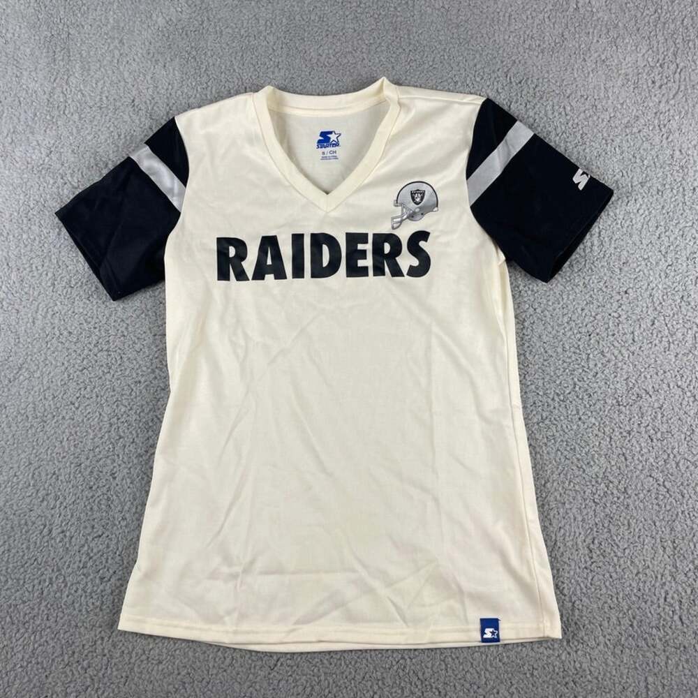 Starter Women's Small White NFL LV Raiders Polyester Short Sleeve Fan Shirt